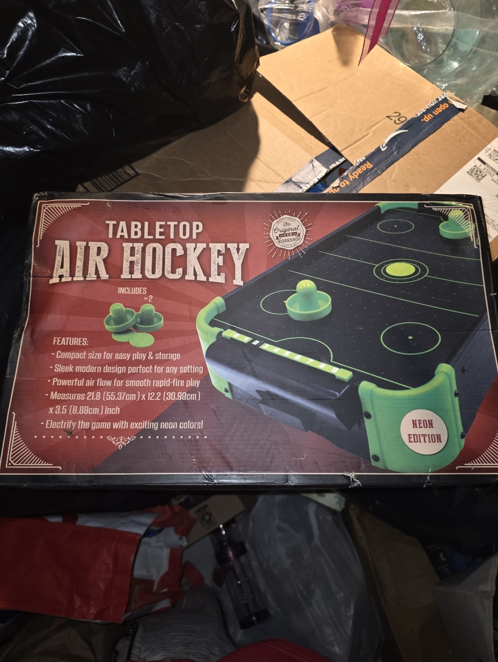 Tabletop Air Hockey Game - Neon Green